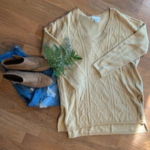 Camel Cable Knit Maternity Sweater